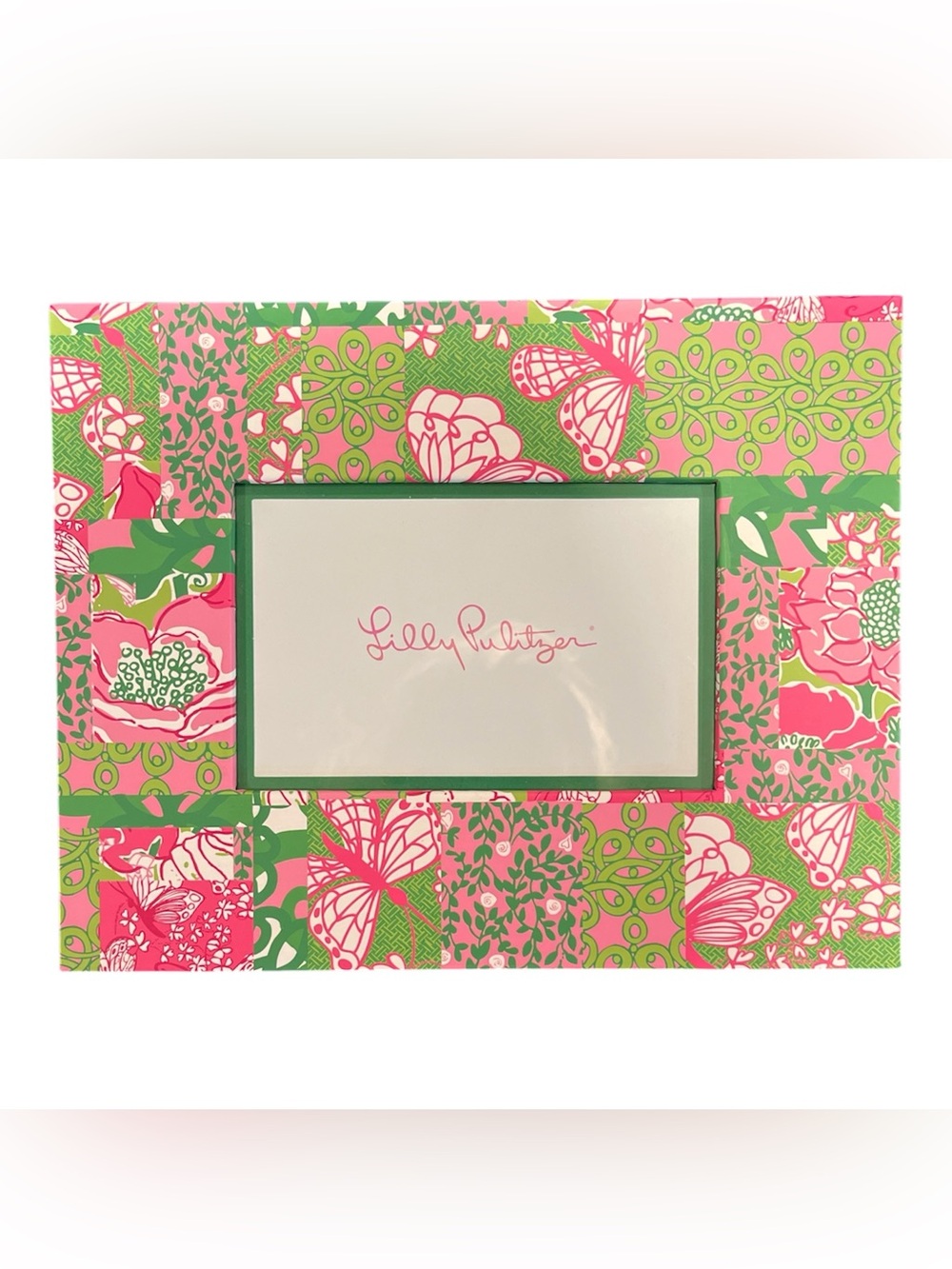 Lilly Pulitzer Picture Frame 3.5” x 5.5” Vibrant Pink & Green Floral Butterfly